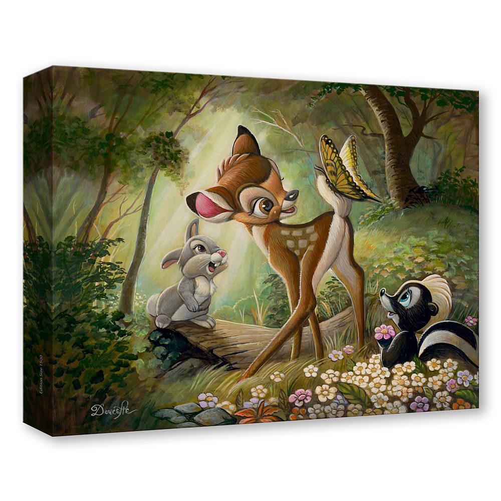 Bambi ''Bambi's First Butterfly'' Gallery Wrapped Canvas by Bob Doucette &ndash; Limited Edition