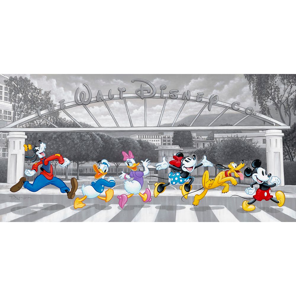 Mickey Mouse and Friends ''Studio Crossing'' Gallery Wrapped Canvas by Tim Rogerson &ndash; Signed Limited Edition