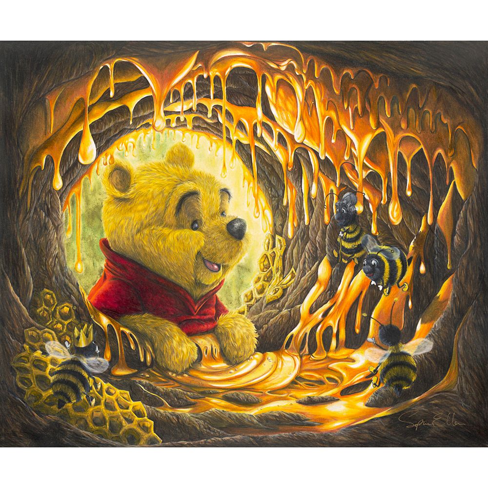 Winnie the Pooh ''Time for a Snack'' Gallery Wrapped Canvas by Sophie Ellen &ndash; Limited Edition