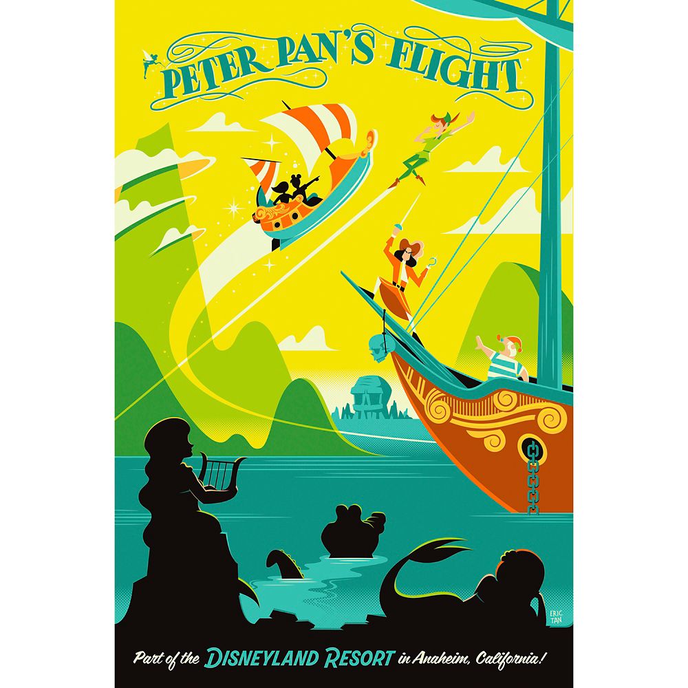 Peter Pan's Flight ''Never Land Awaits'' Gallery Wrapped Canvas by Eric Tan &ndash; Limited Edition