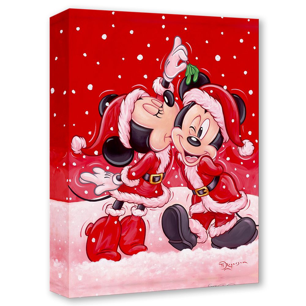 Mickey and Minnie Mouse ''Under the Mistletoe'' Gallery Wrapped Canvas by Tim Rogerson &ndash; Limited Edition