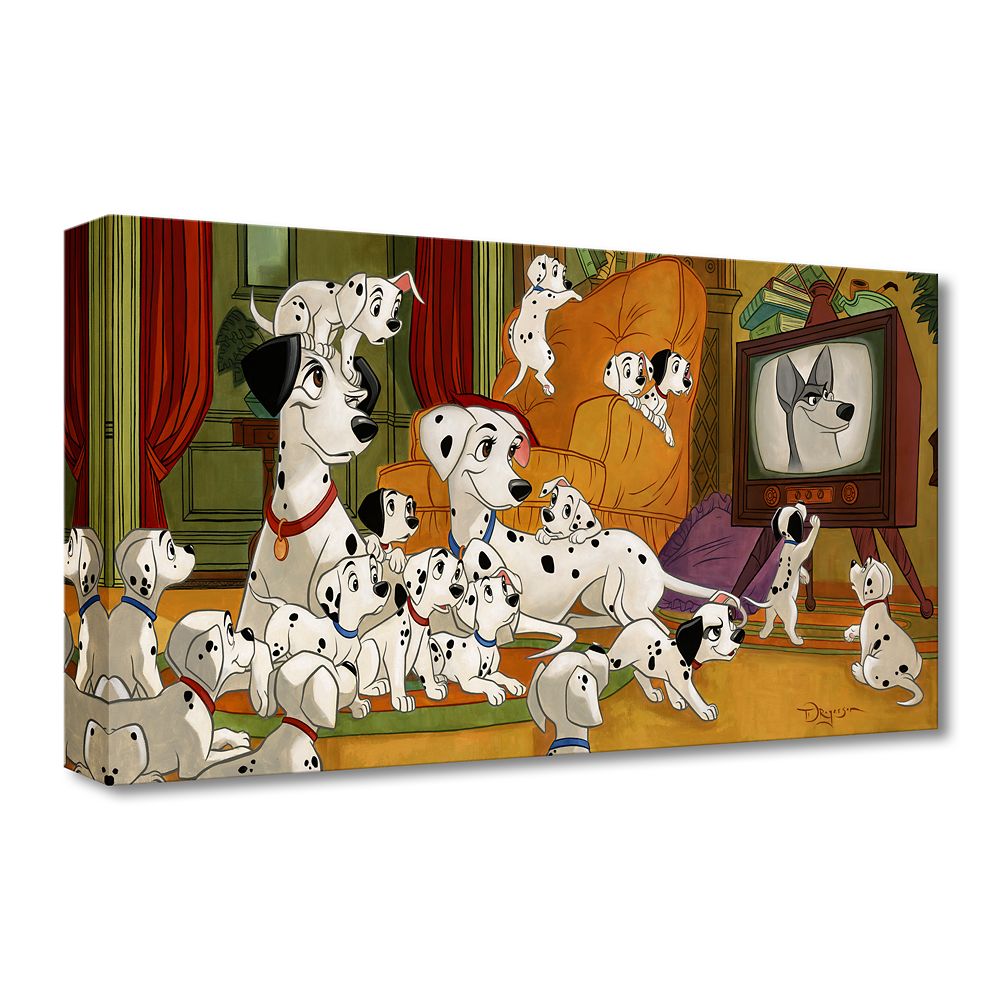 101 Dalmatians ''Movie Night'' Gallery Wrapped Canvas by Tim Rogerson &ndash; Limited Edition