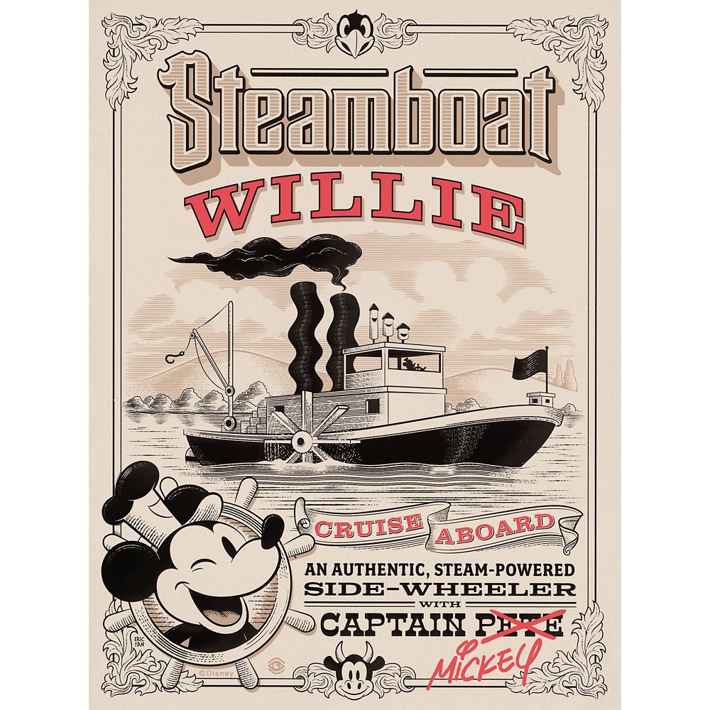 Mickey Mouse Steamboat Willie (Gold) Gallery Wrapped Canvas by Eric Tan  Limited Edition Official shopDisney