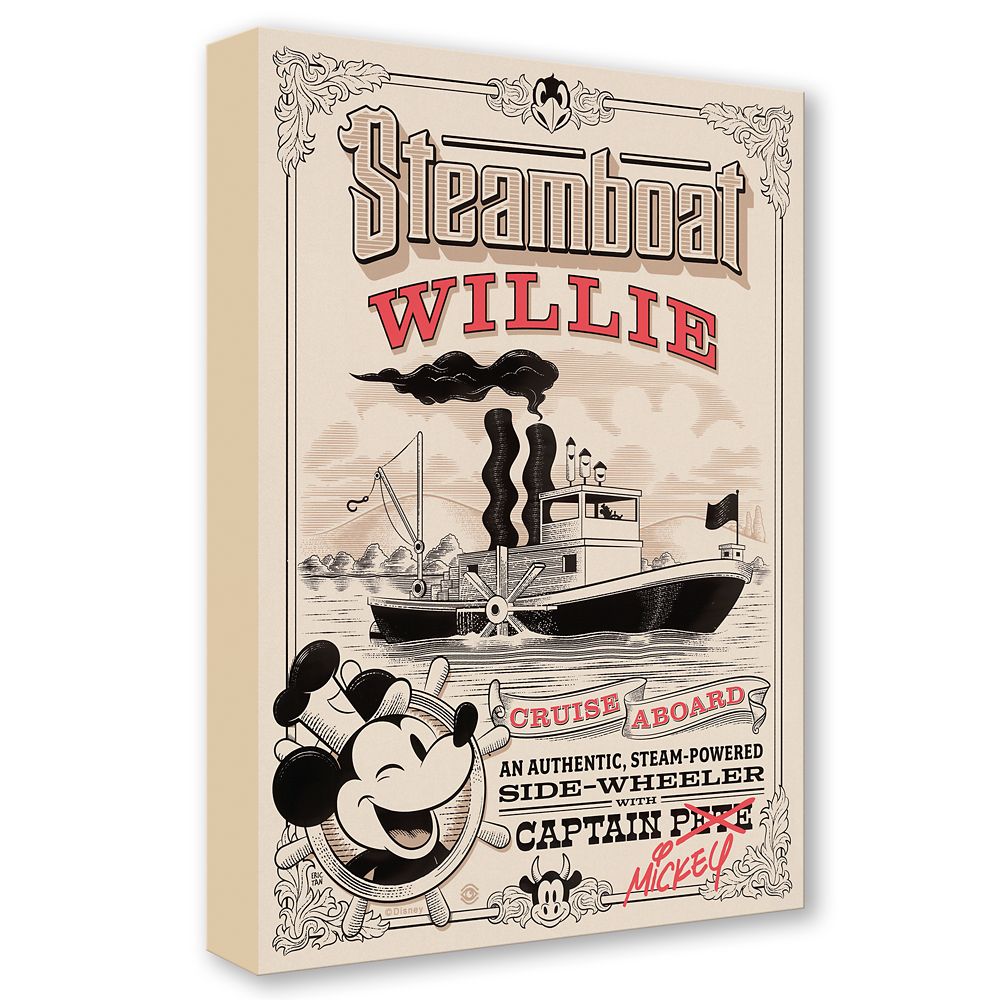 Mickey Mouse ''Steamboat Willie (Gold)'' Gallery Wrapped Canvas by Eric Tan &ndash; Limited Edition