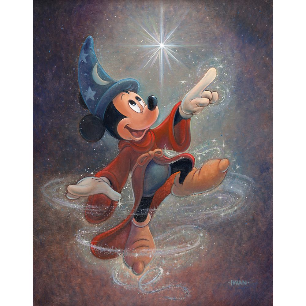 Sorcerer Mickey Mouse ''Swept Up in the Magic'' Gallery Wrapped Canvas by Bret Iwan Fantasia Signed Limited Edition Official shopDisney