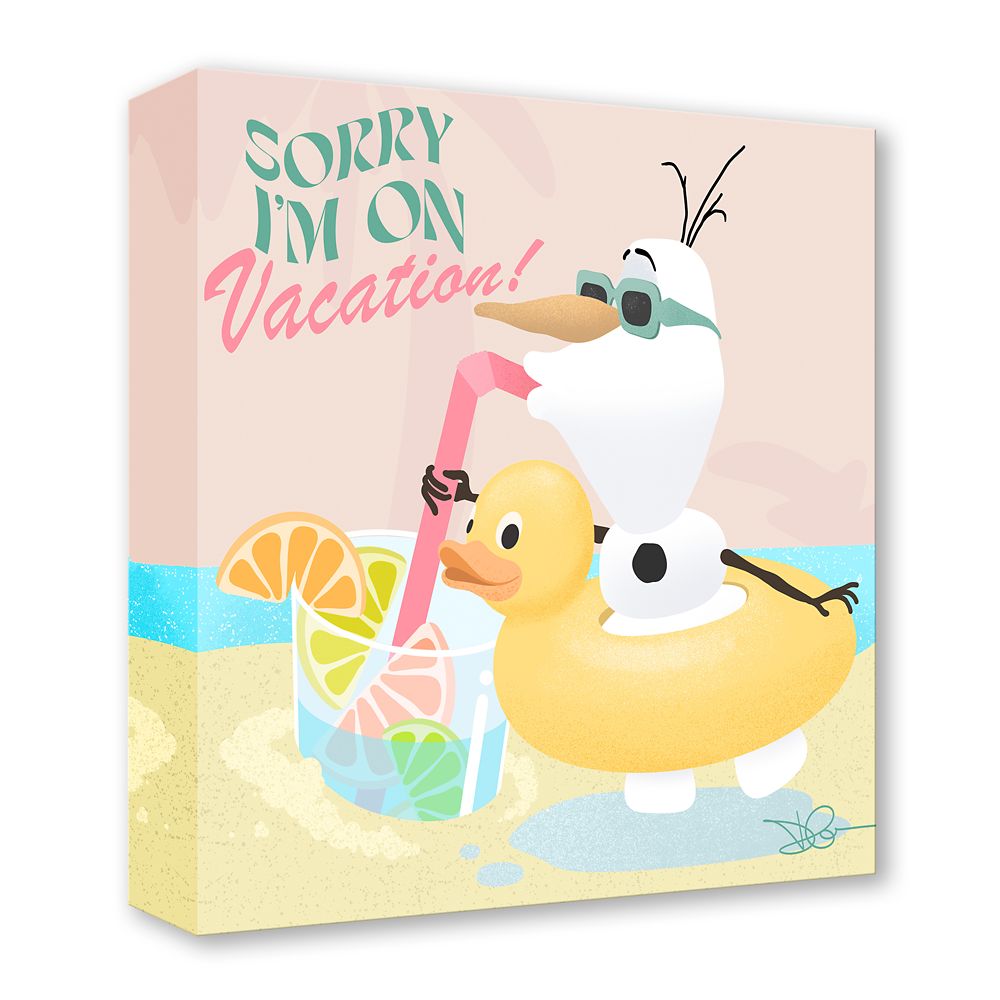 Olaf ''Sorry I'm on Vacation!'' Gallery Wrapped Canvas by Dom Corona - Frozen - Limited Edition