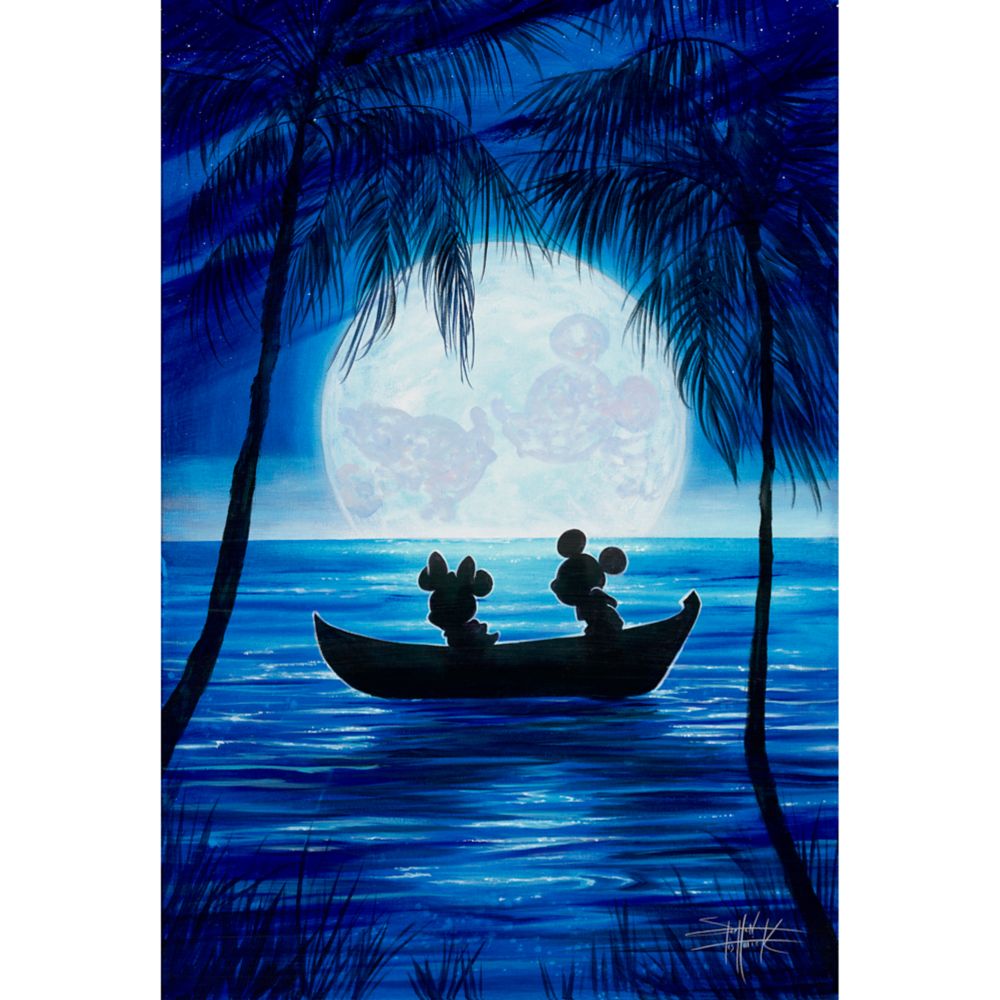 Mickey and Minnie Mouse Moonlight Moment Gallery Wrapped Canvas by Stephen Fishwick  Limited Edition Official shopDisney