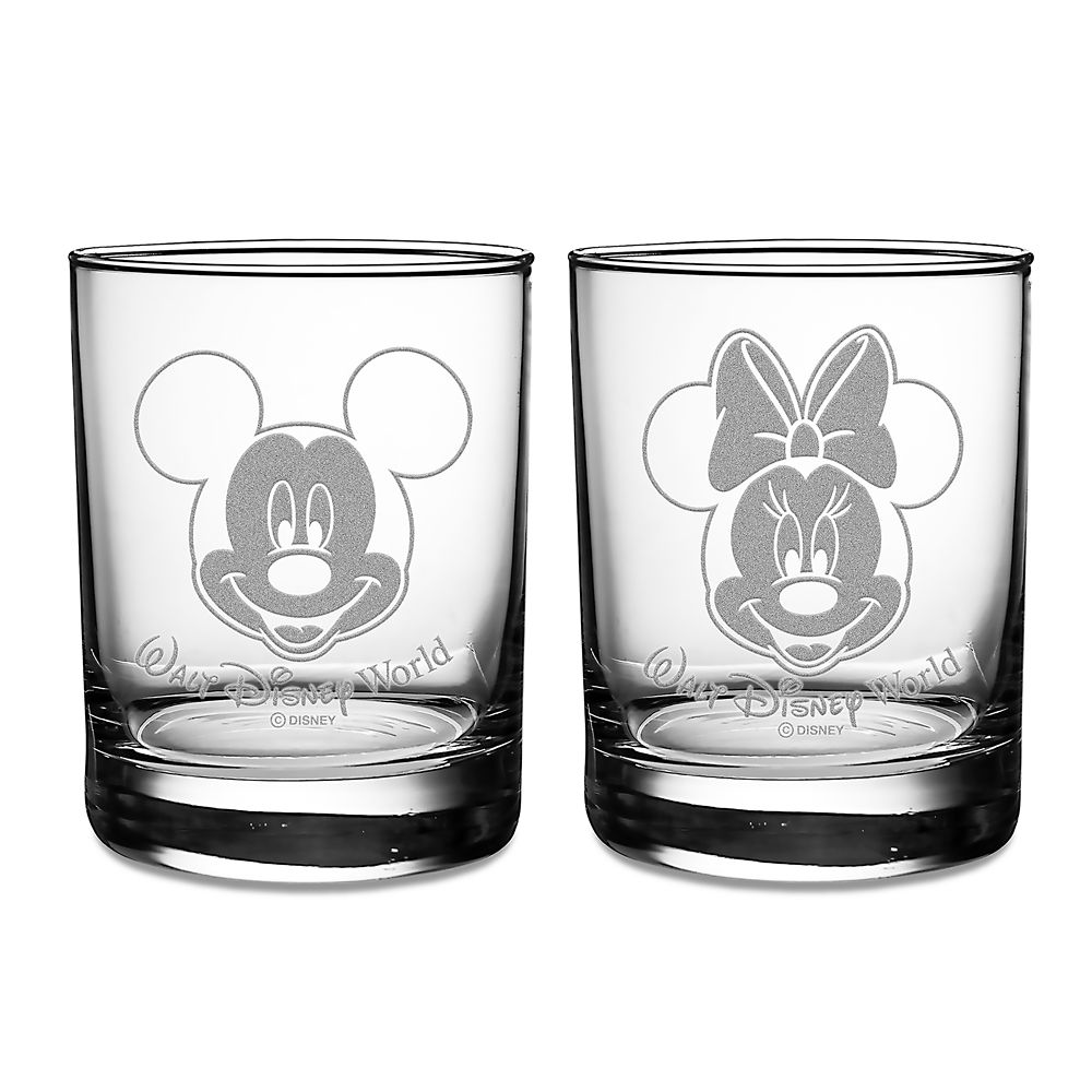 Mickey and Minnie Mouse Glass Set by Arribas Walt Disney World Personalized