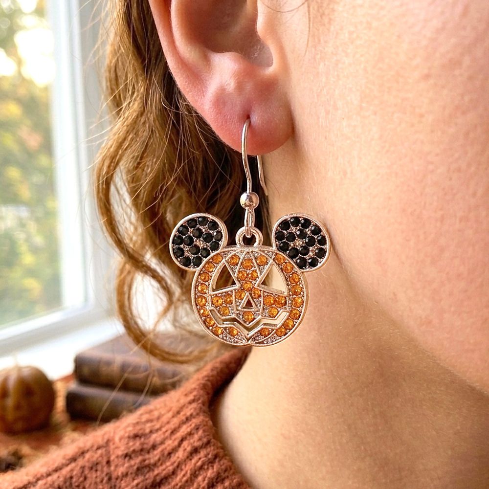 Mickey Mouse Icon Halloween Pumpkin Earrings by Arribas