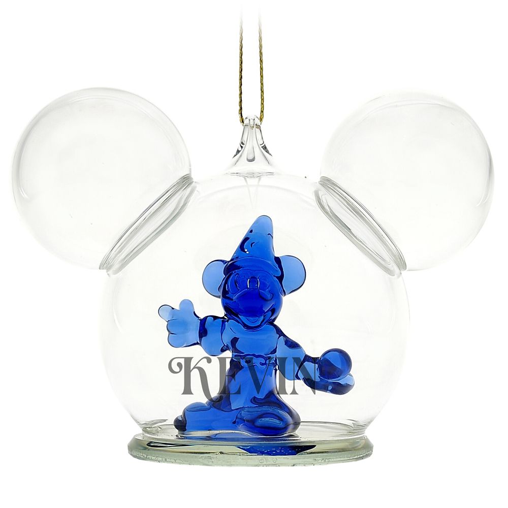Sorcerer Mickey Mouse Icon Glass Ball Ornament by Arribas - Fantasia - Personalized
