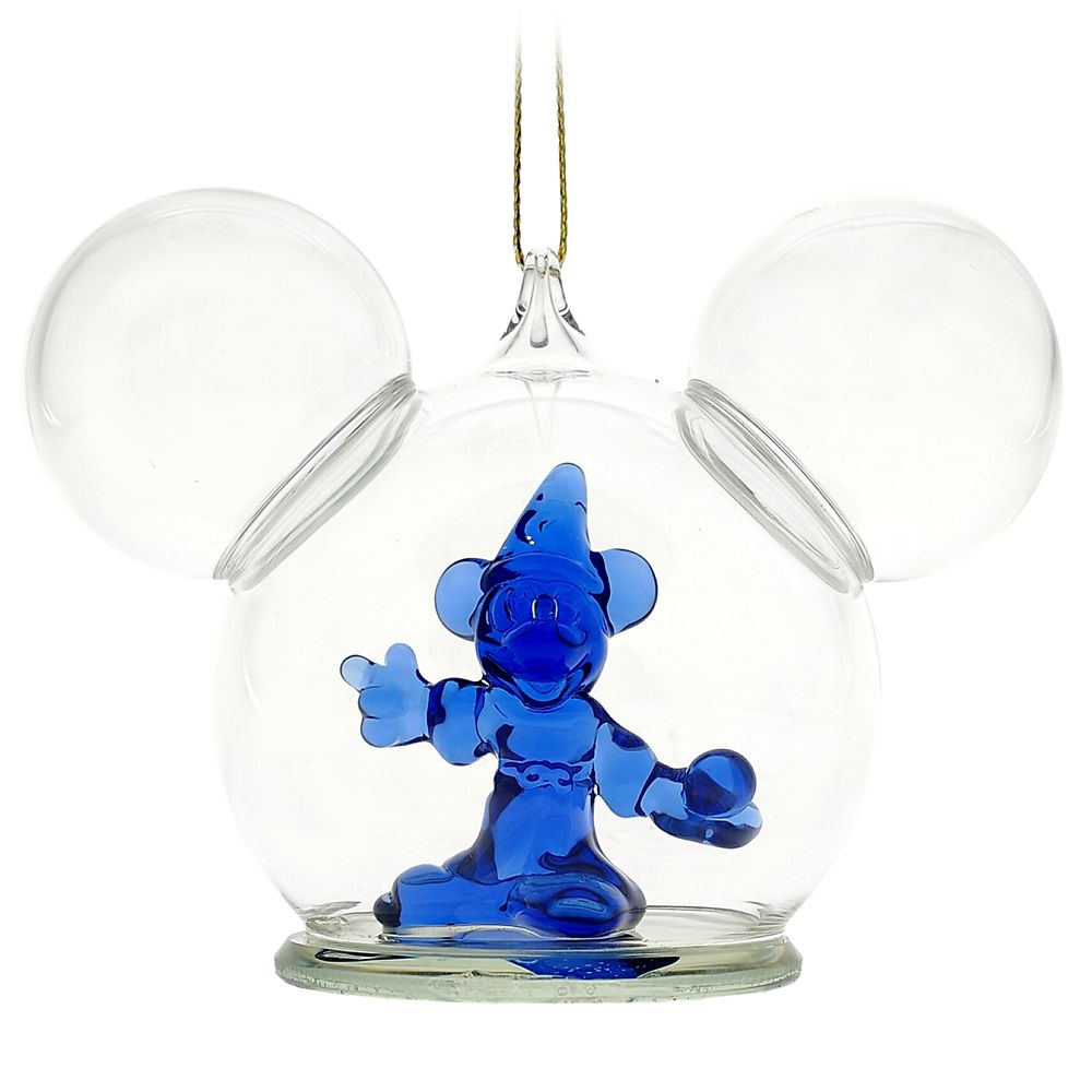 Sorcerer Mickey Mouse Icon Glass Ball Ornament by Arribas - Fantasia - Personalized