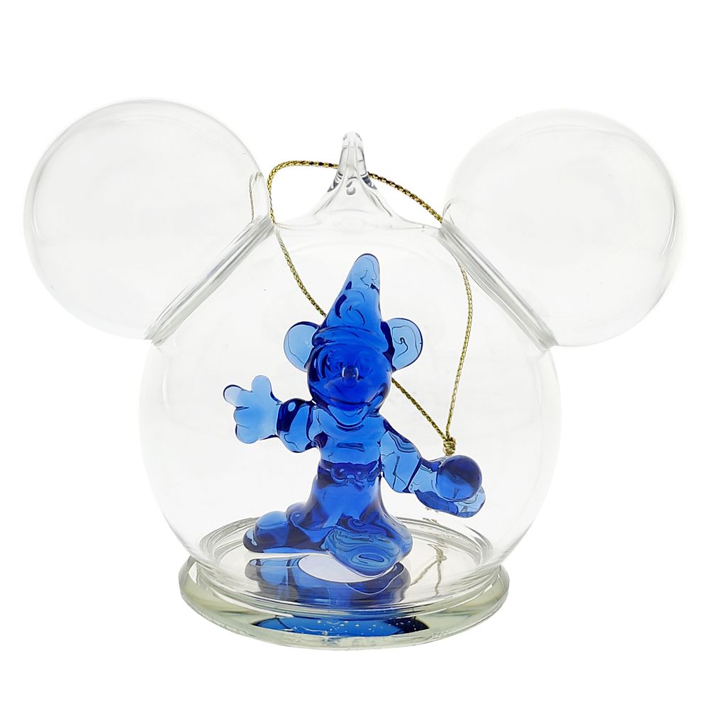 Sorcerer Mickey Mouse Icon Glass Ball Ornament by Arribas - Fantasia - Personalized