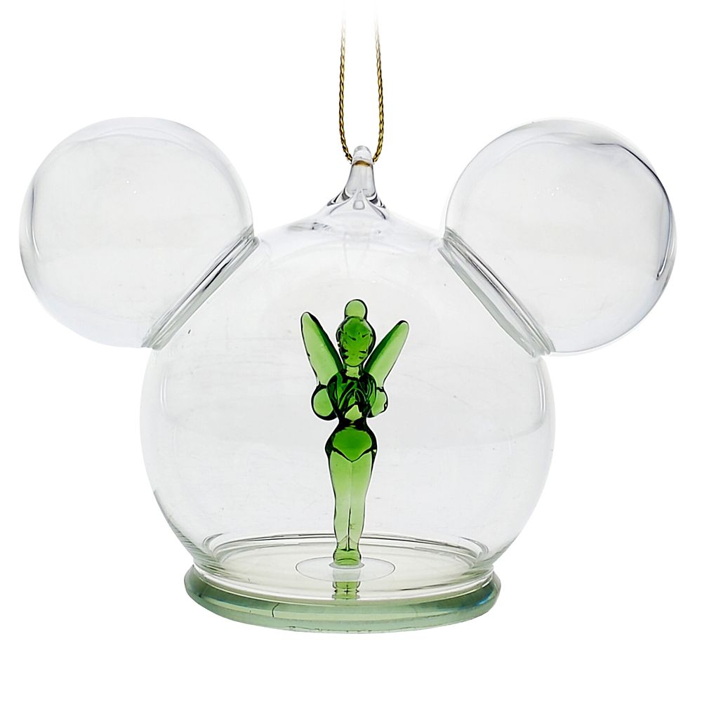 Tinker Bell Mickey Icon Glass Ball Ornament by Arribas - Peter Pan - Personalized