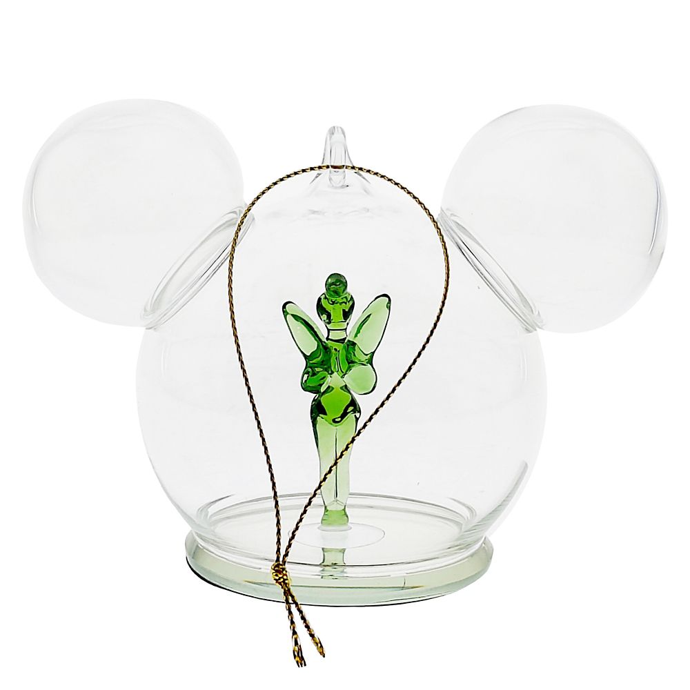 Tinker Bell Mickey Icon Glass Ball Ornament by Arribas - Peter Pan - Personalized