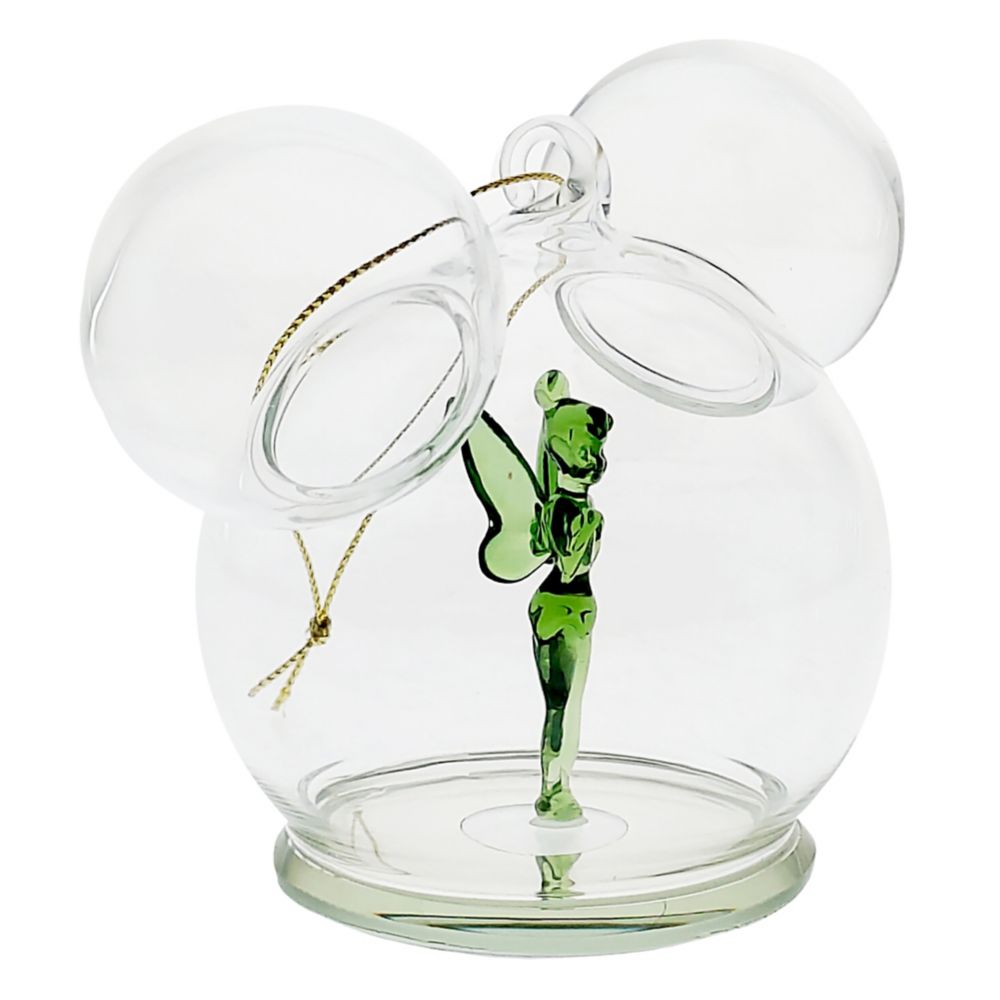 Tinker Bell Mickey Icon Glass Ball Ornament by Arribas - Peter Pan - Personalized