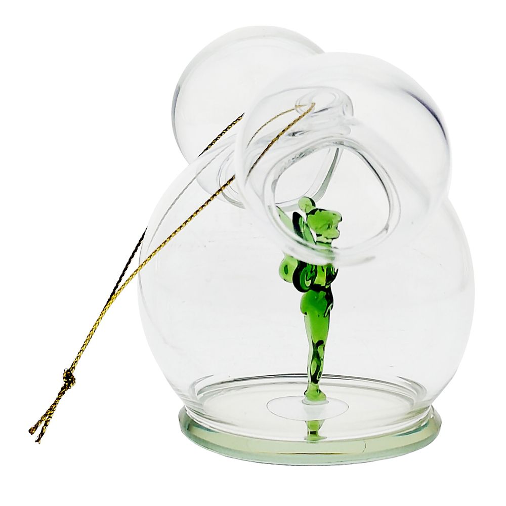 Tinker Bell Mickey Icon Glass Ball Ornament by Arribas - Peter Pan - Personalized