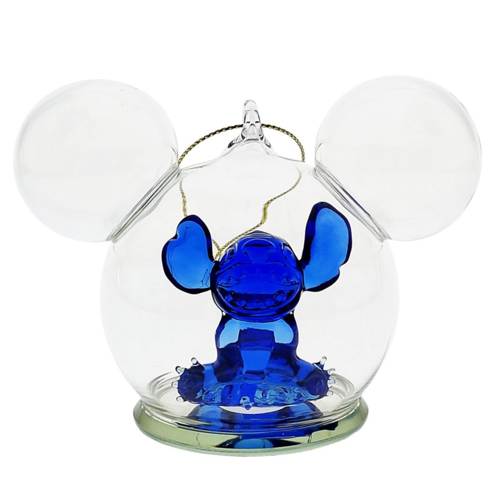Stitch Mickey Icon Glass Ball Ornament by Arribas - Lilo & Stitch - Personalized