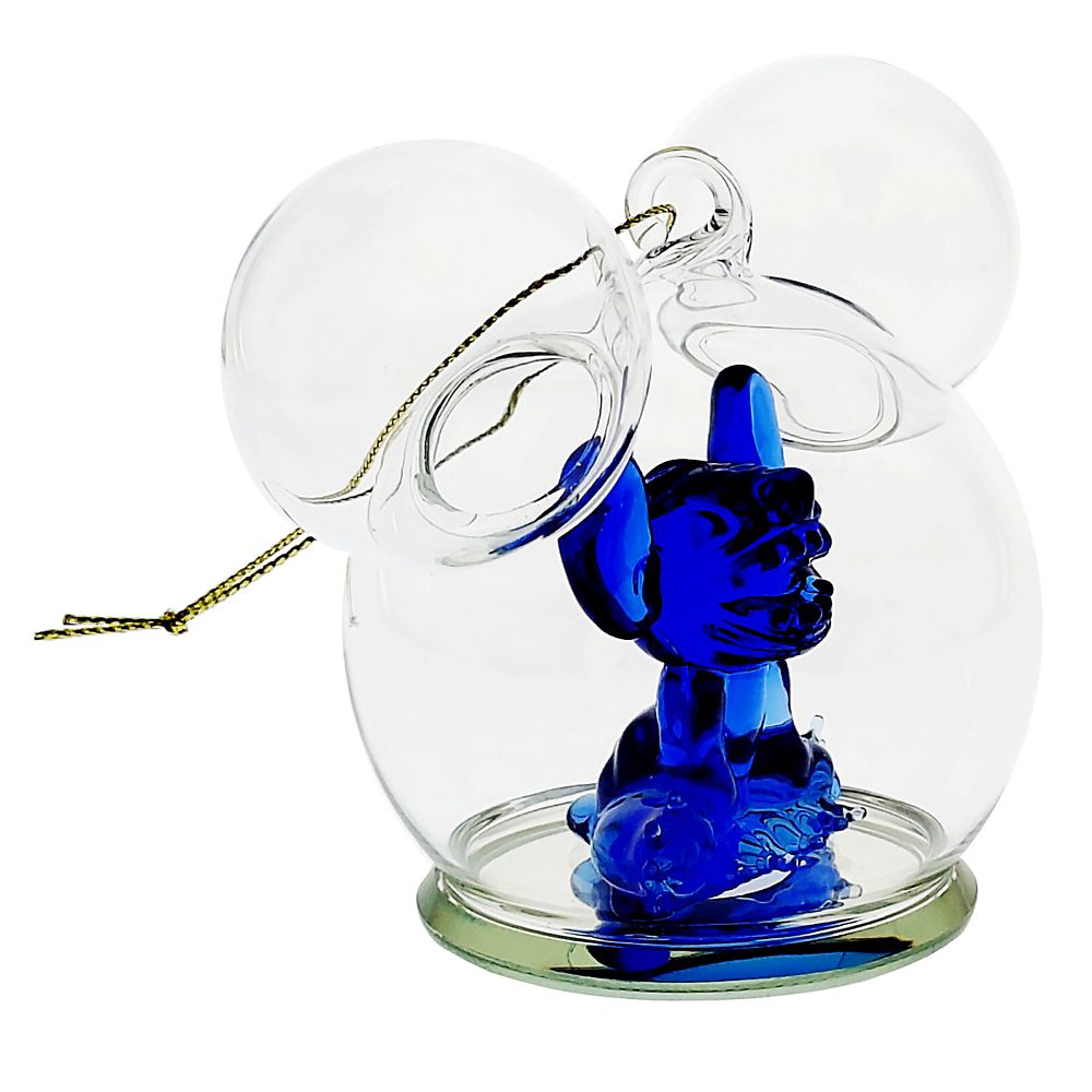 Stitch Mickey Icon Glass Ball Ornament by Arribas - Lilo & Stitch - Personalized