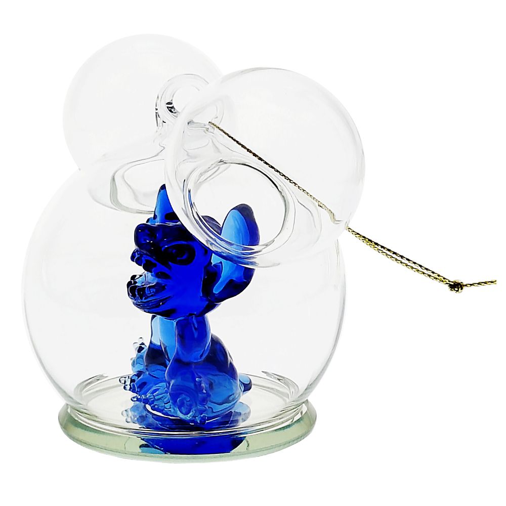 Stitch Mickey Icon Glass Ball Ornament by Arribas - Lilo & Stitch - Personalized