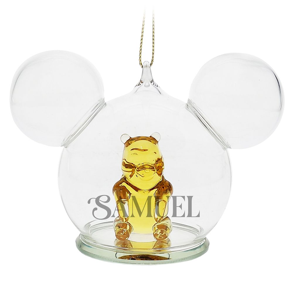 Winnie the Pooh Mickey Icon Glass Ball Ornament by Arribas - Personalized