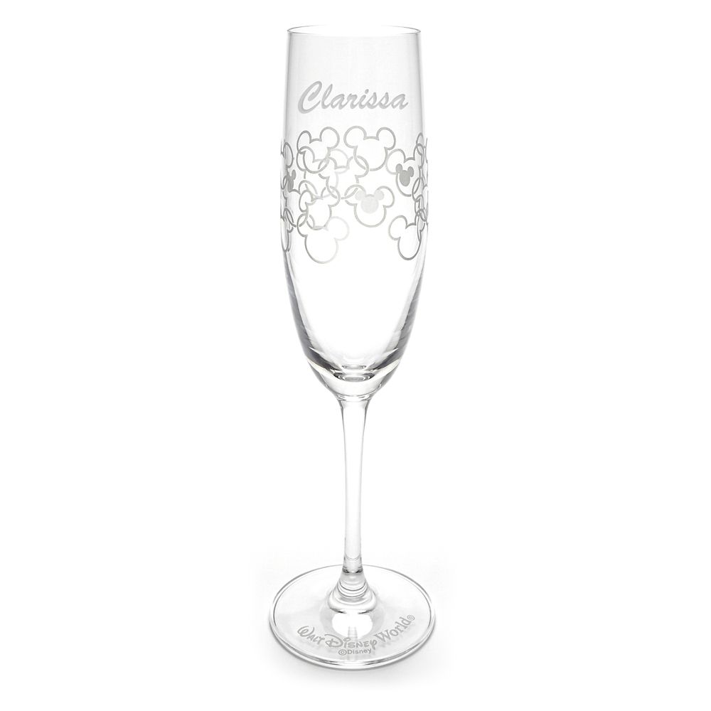 Mickey Mouse Icon Glass Flute by Arribas - Walt Disney World - Personalized