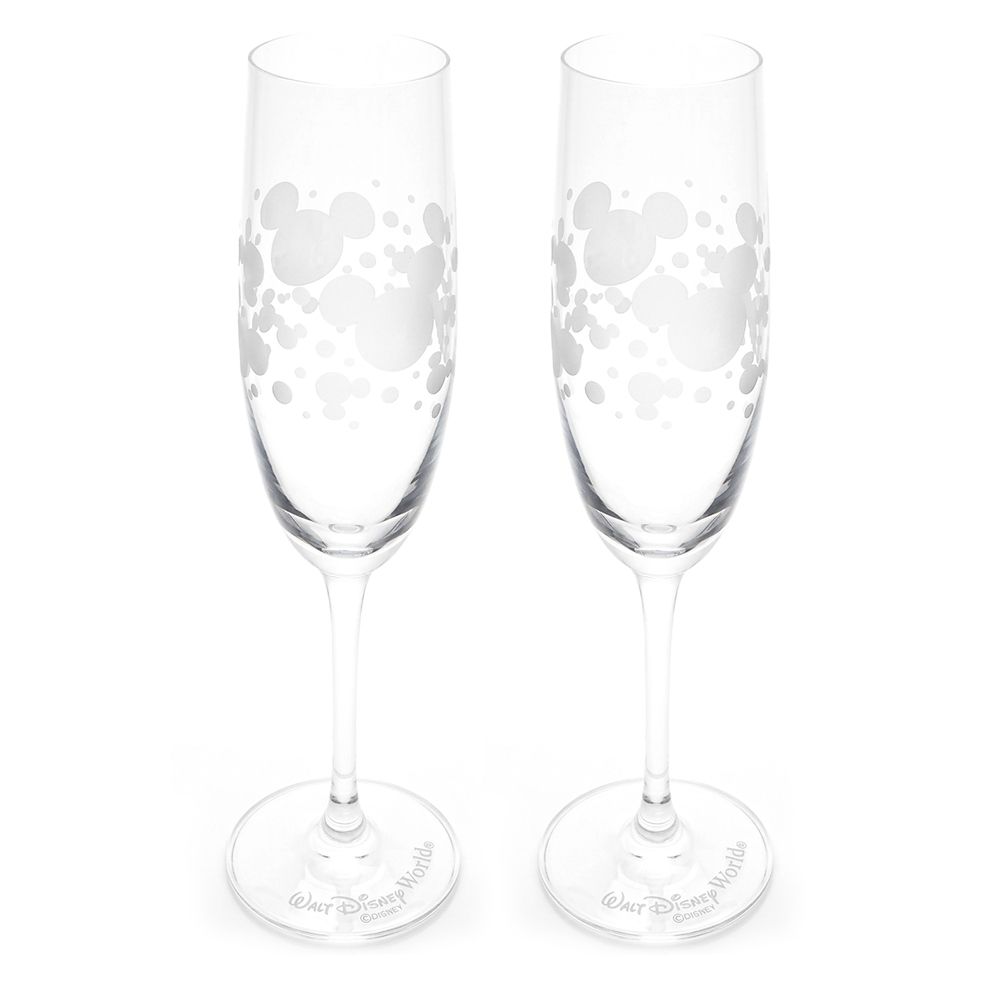 Mickey Mouse Icon Bubbles Glass Flutes by Arribas - Set of 2 - Walt Disney World - Personalized