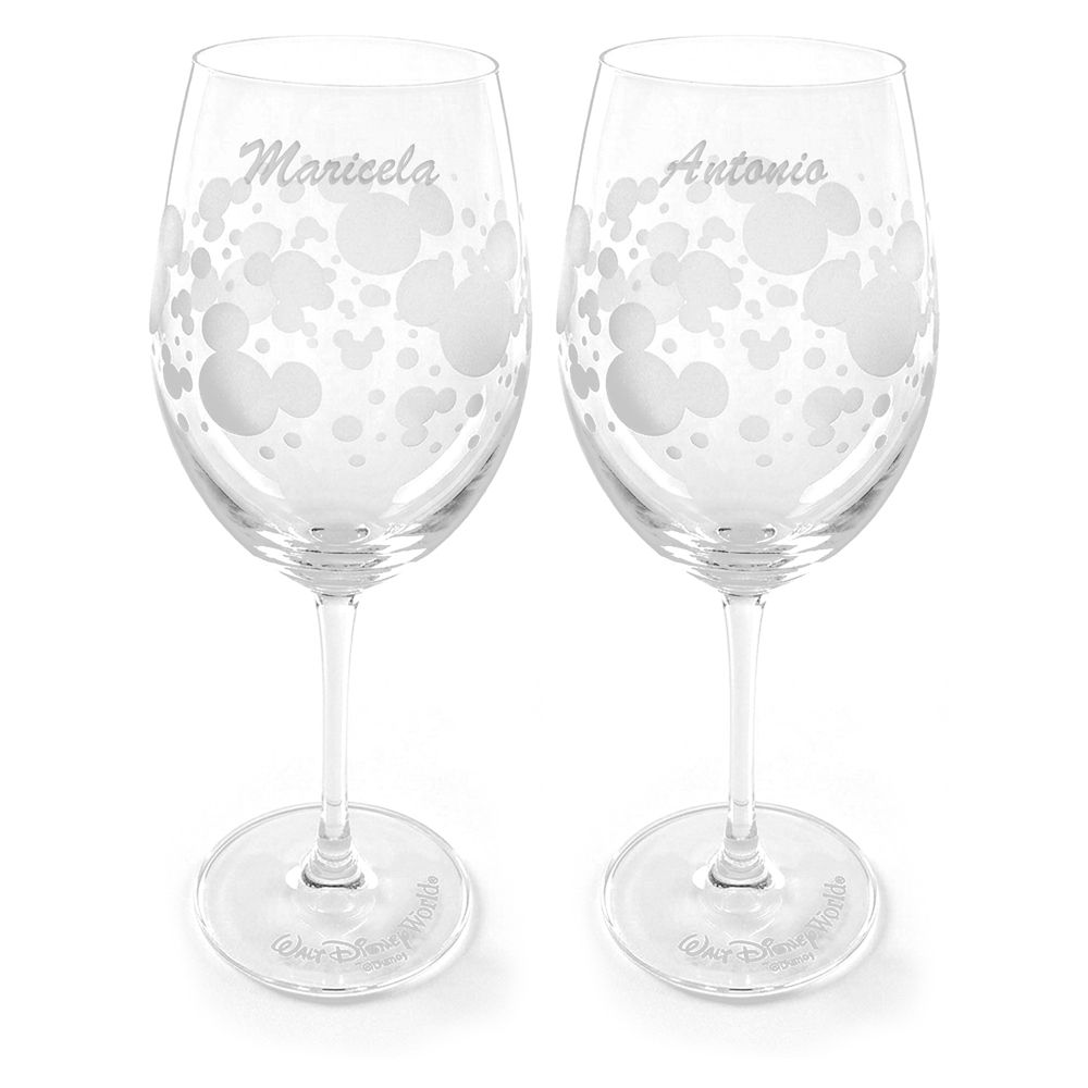 Mickey Mouse Icon Bubbles Stemmed Glass by Arribas - Set of 2 - Walt Disney World - Personalized