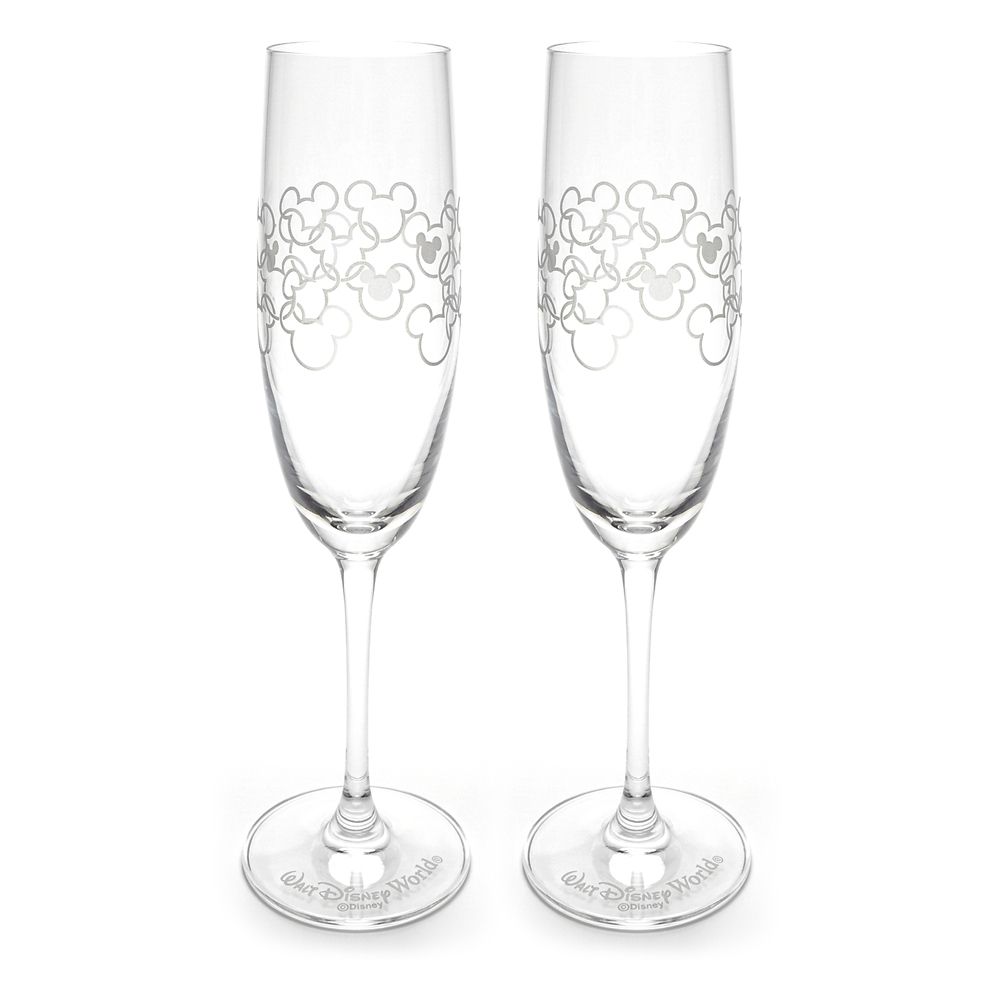 Mickey Mouse Icon Glass Flutes by Arribas - Set of 2 - Walt Disney World - Personalized