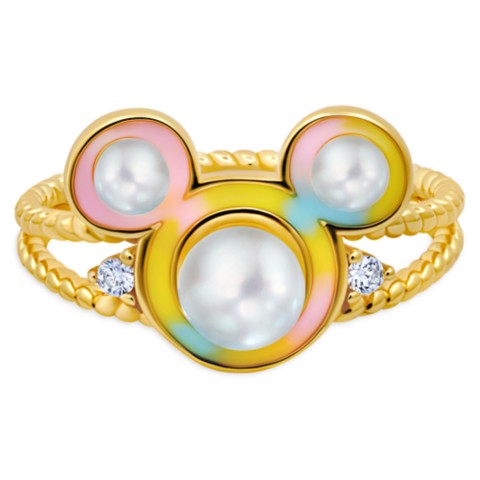 CRISLU Mickey Mouse Icon Shell Pearl Ring by CRISLU – Gold