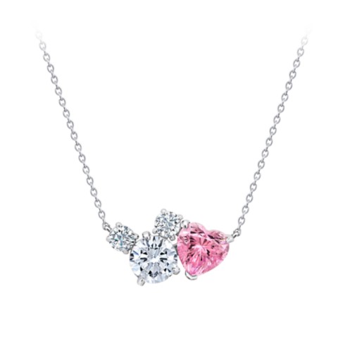 CRISLU Mickey Mouse Icon and Heart Necklace by