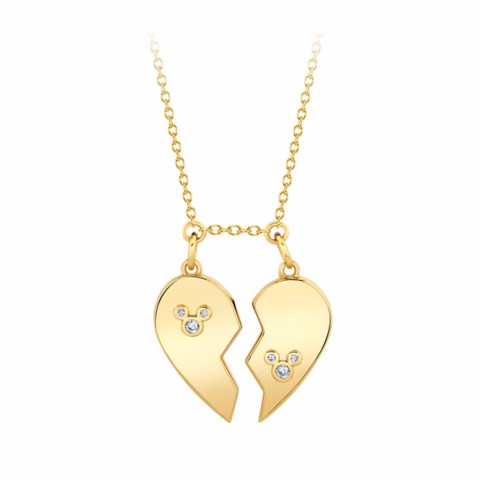 CRISLU Mickey Split Heart Necklace by
