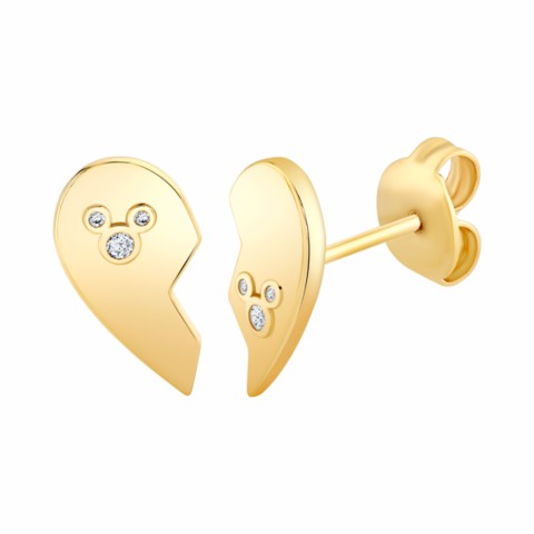CRISLU Mickey Split Heart Studs by