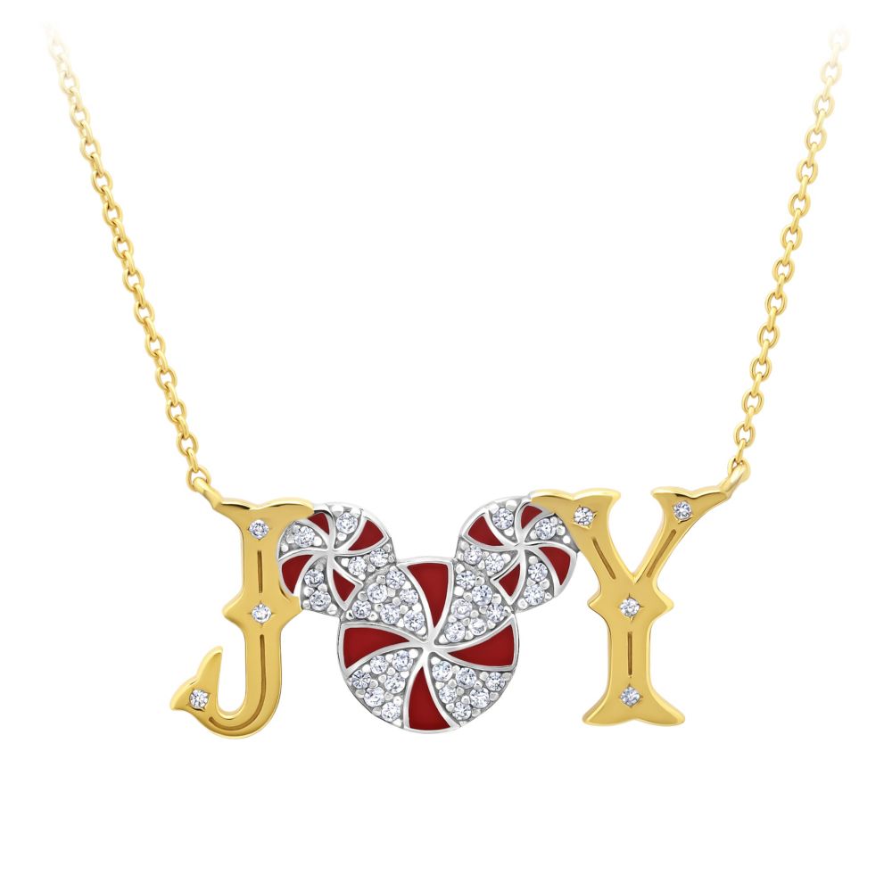Mickey Mouse Icon Peppermint Swirl ''Joy'' Holiday Necklace by CRISLU