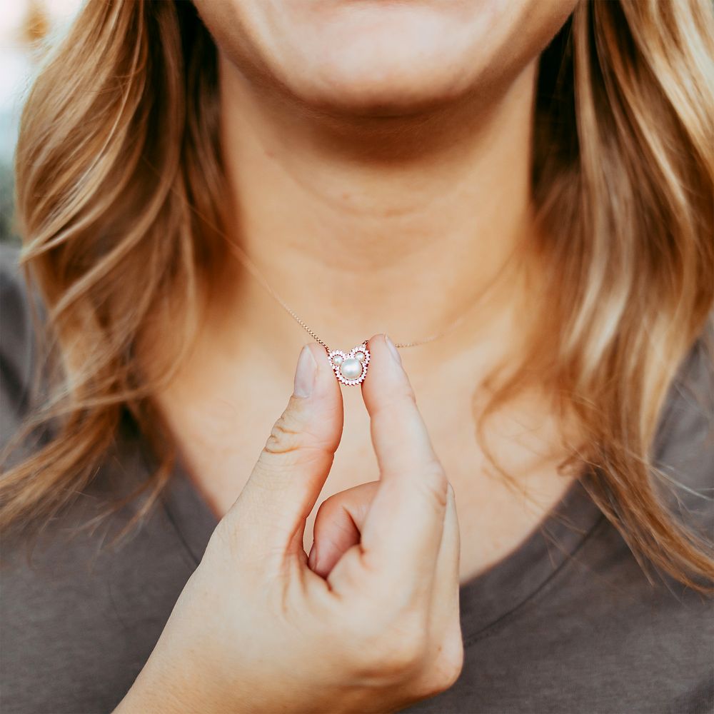 Mickey Mouse Icon Pearl Necklace by Rebecca Hook &ndash; Rose Gold
