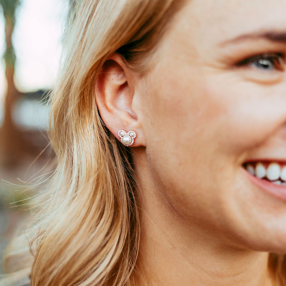 Mickey Mouse Icon Pearl Earrings by Rebecca Hook &ndash; Rose Gold