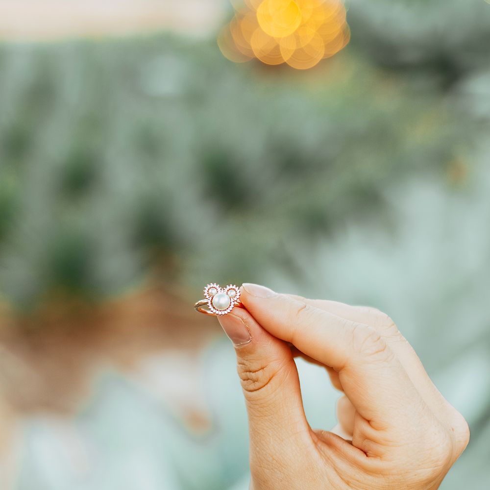Mickey Mouse Icon Pearl Ring by Rebecca Hook &ndash; Rose Gold