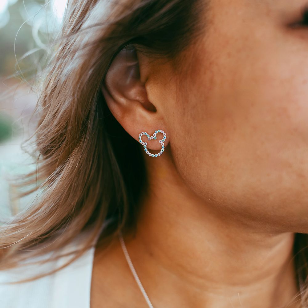 Mickey Mouse Icon Multi-Colored Gems Earrings by Rebecca Hook