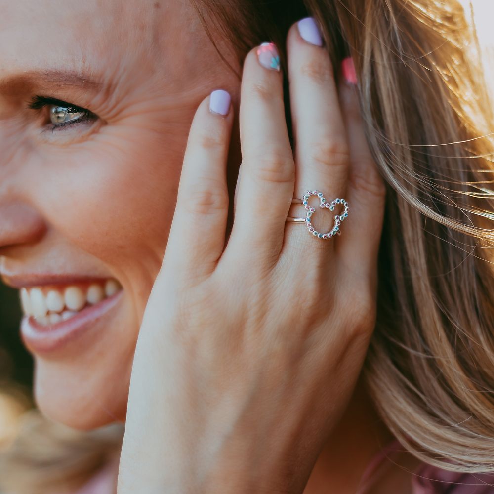Mickey Mouse Icon Multi-Colored Gems Ring by Rebecca Hook