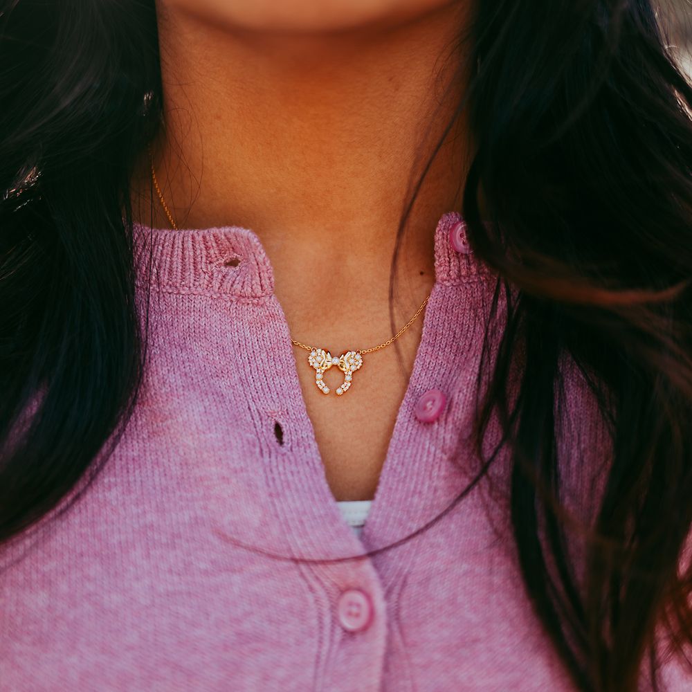 Minnie Mouse Swarovski Pearls Ear Headband Necklace by Rebecca Hook