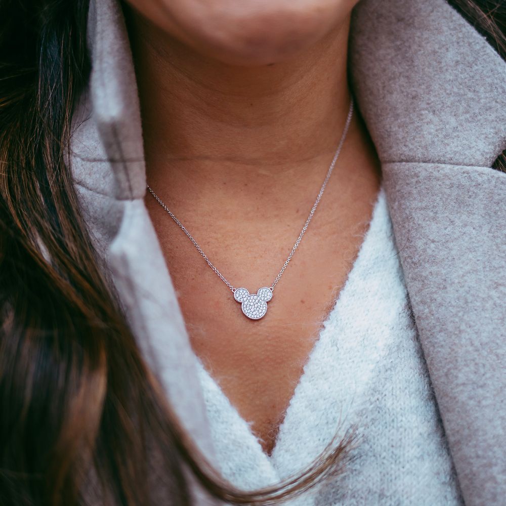 Mickey Mouse Icon Pav&eacute; Diamond Necklace by Rebecca Hook