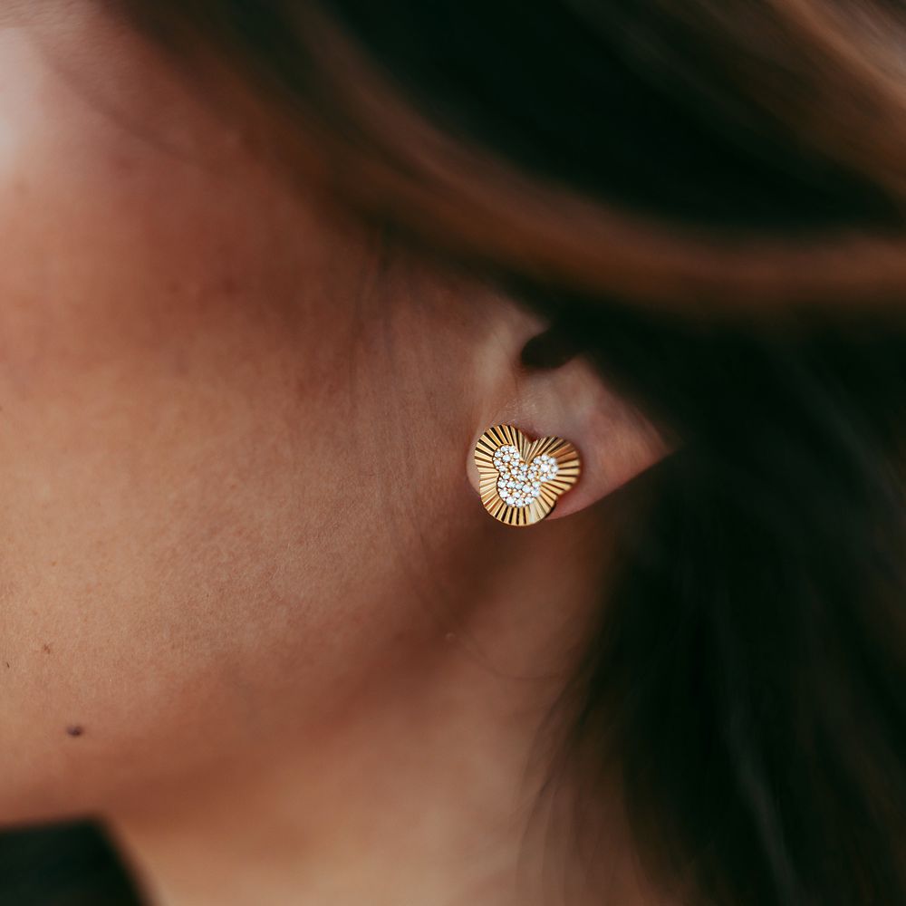 Mickey Mouse Icon Ridged Earrings by Rebecca Hook