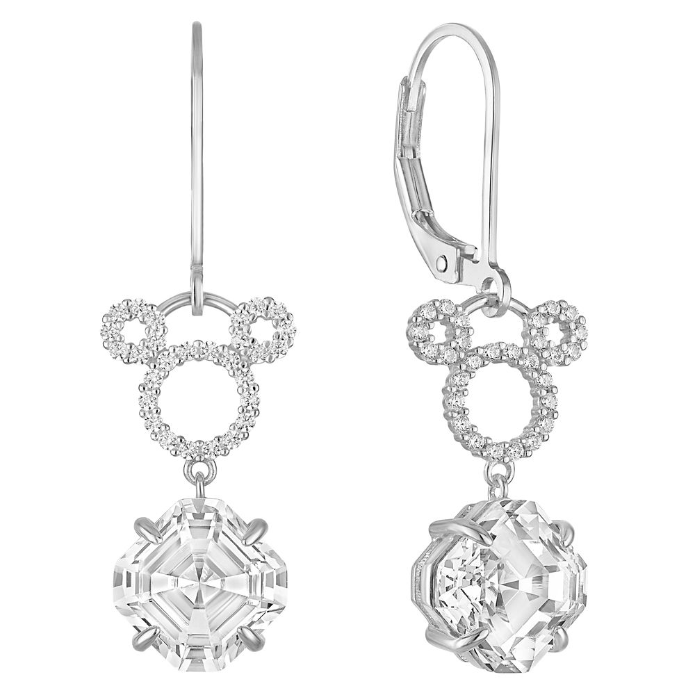 Mickey Mouse Icon Swarovski Crystal Drop Earrings by Rebecca Hook