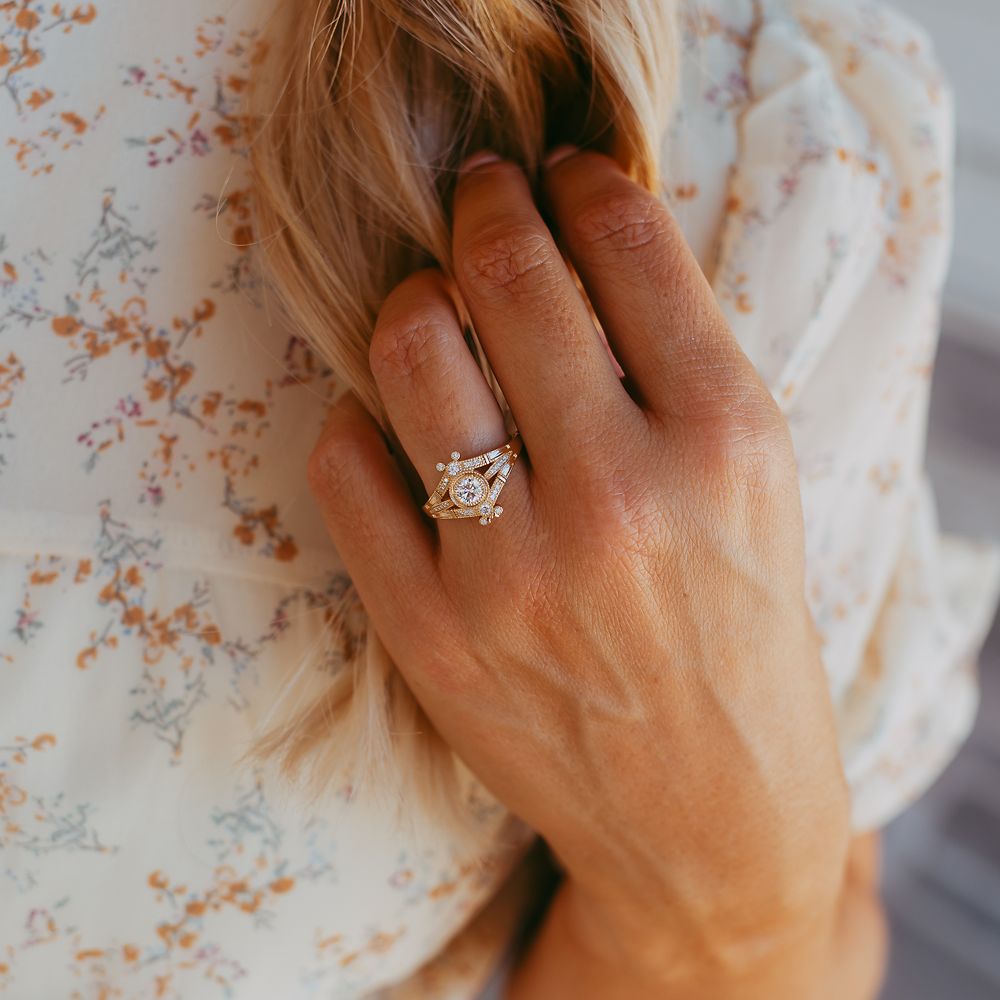 Mickey Mouse Icon Diamond Ring by Rebecca Hook &ndash; Yellow Gold