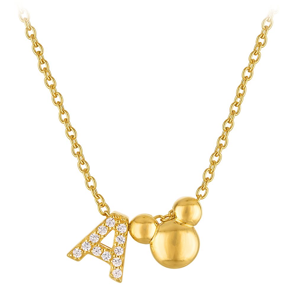 Mickey Mouse Icon Initial Slide Necklace by Rebecca Hook Gold Official shopDisney