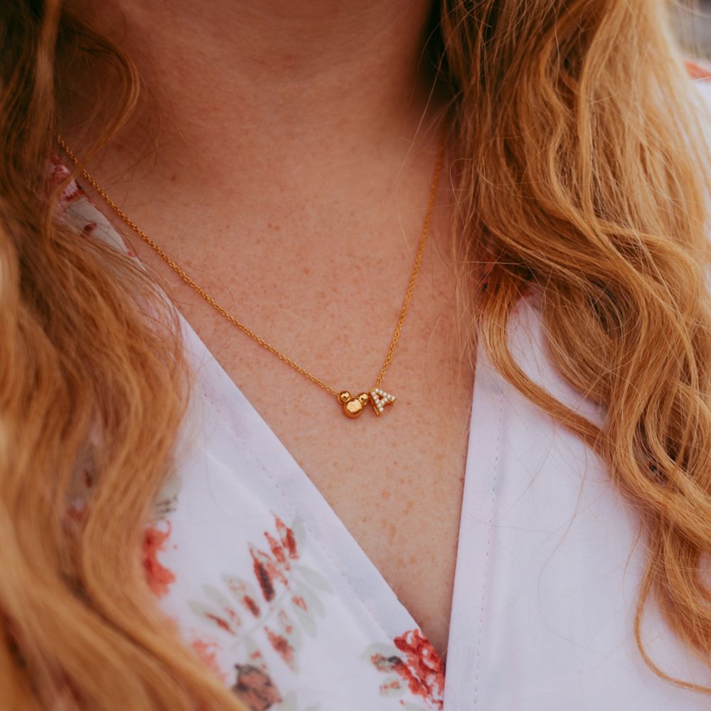 Mickey Mouse Icon Initial Slide Necklace by Rebecca Hook &ndash; Gold