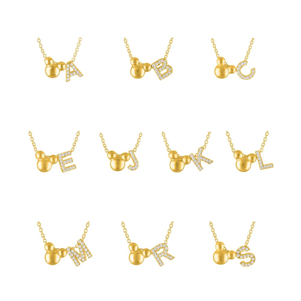 Mickey Mouse Icon Initial Slide Necklace by Rebecca Hook &ndash; Gold