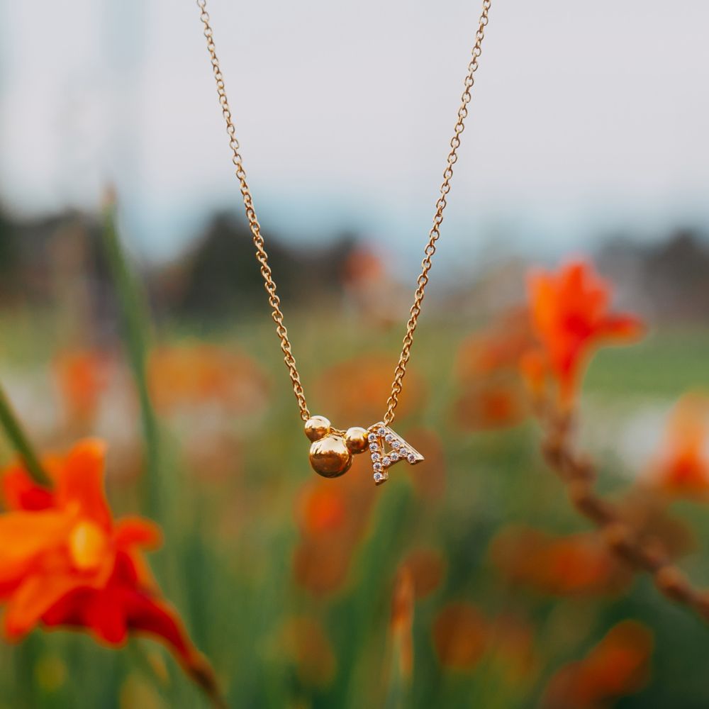Mickey Mouse Icon Initial Slide Necklace by Rebecca Hook &ndash; Gold