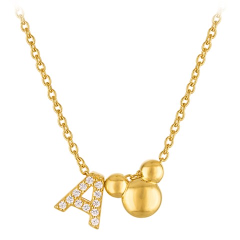 Rebecca Hook Mickey Mouse Icon Initial Slide Necklace by Rebecca Hook – Gold