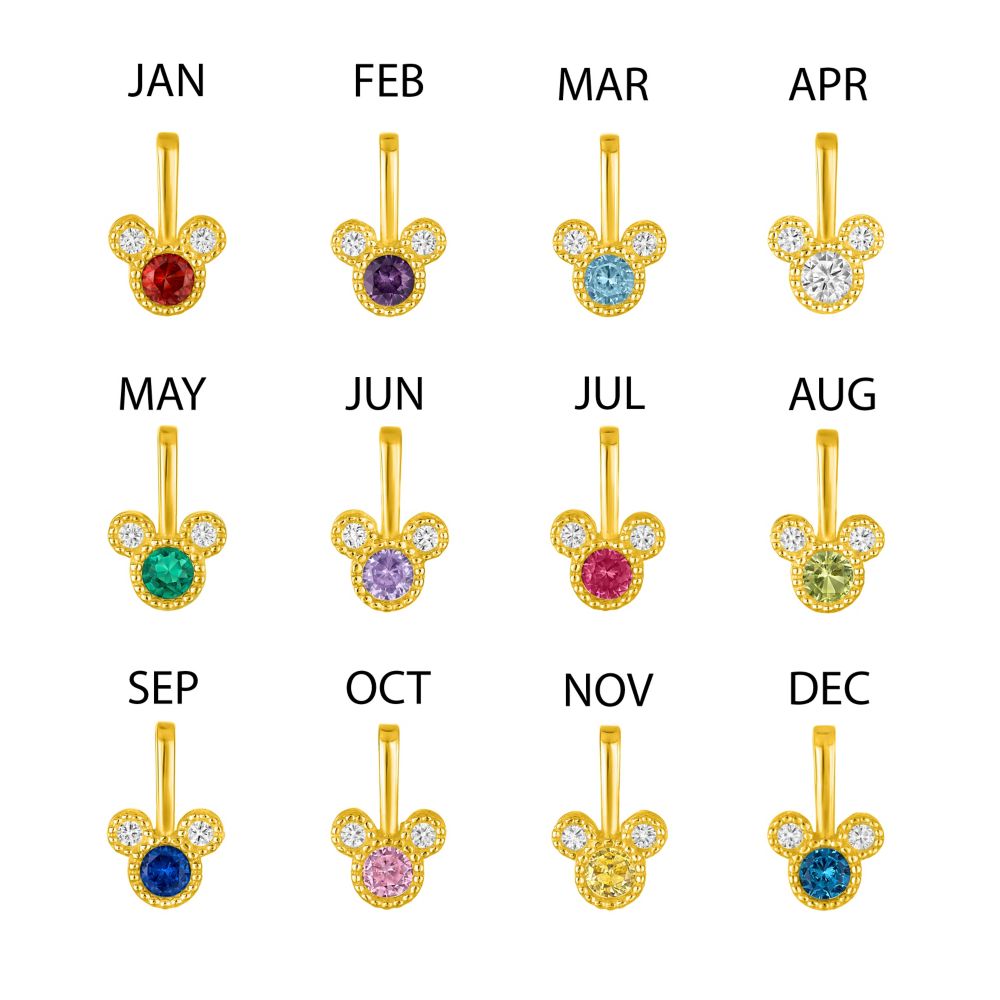 Mickey Mouse Icon Birthstone Charm Necklace by Rebecca Hook