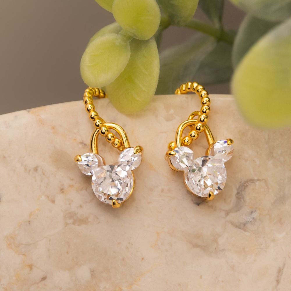 Mickey Mouse Icon Half Hoop Earrings by Rebecca Hook